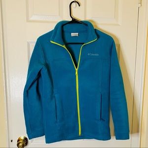 Columbia Large Blue and Yellow Fleece Half  Zip Up Pullover Sweater